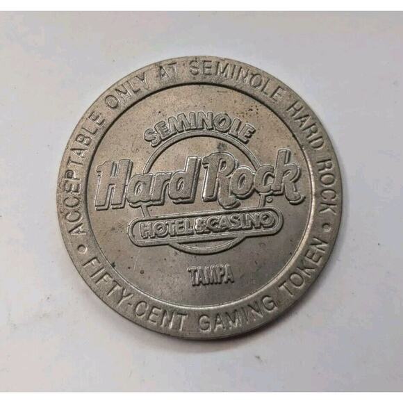 Seminole Hard Rock Hotel Casinos 50 Cents Token Lot of 2 Tampa Florida - Picture 3 of 5